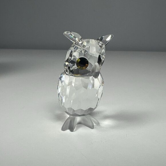 Swarovski Crystal Night Owl 7636 Green & Yellow Eyes With Box & Certificate - Picture 3 of 7